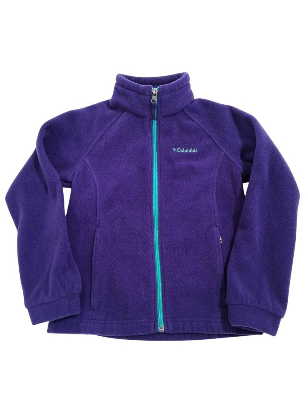 Columbia Purple Full-Zip Fleece Jacket Youth Small Lightweight Warm Outerwear
